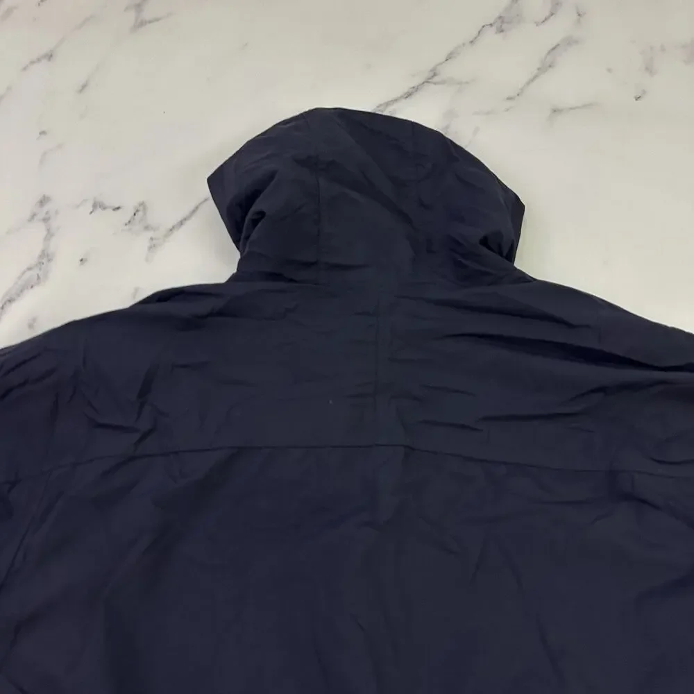 J.Crew Mens Vintage 90s Windbreaker Jacket Size XL Navy Blue Hooded Oarsman